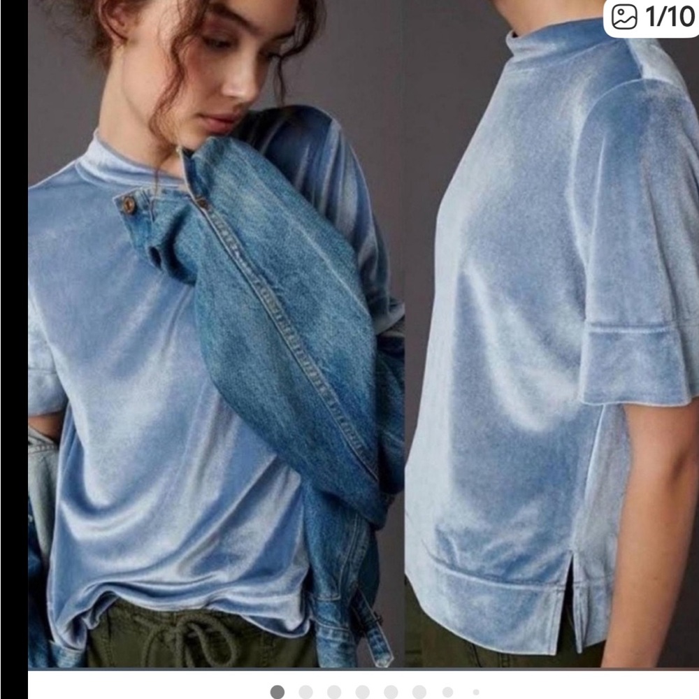 Anthropologie Velvet Mock Neck Top